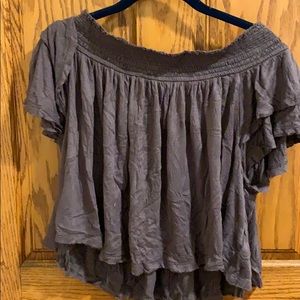 Off the shoulder gray top